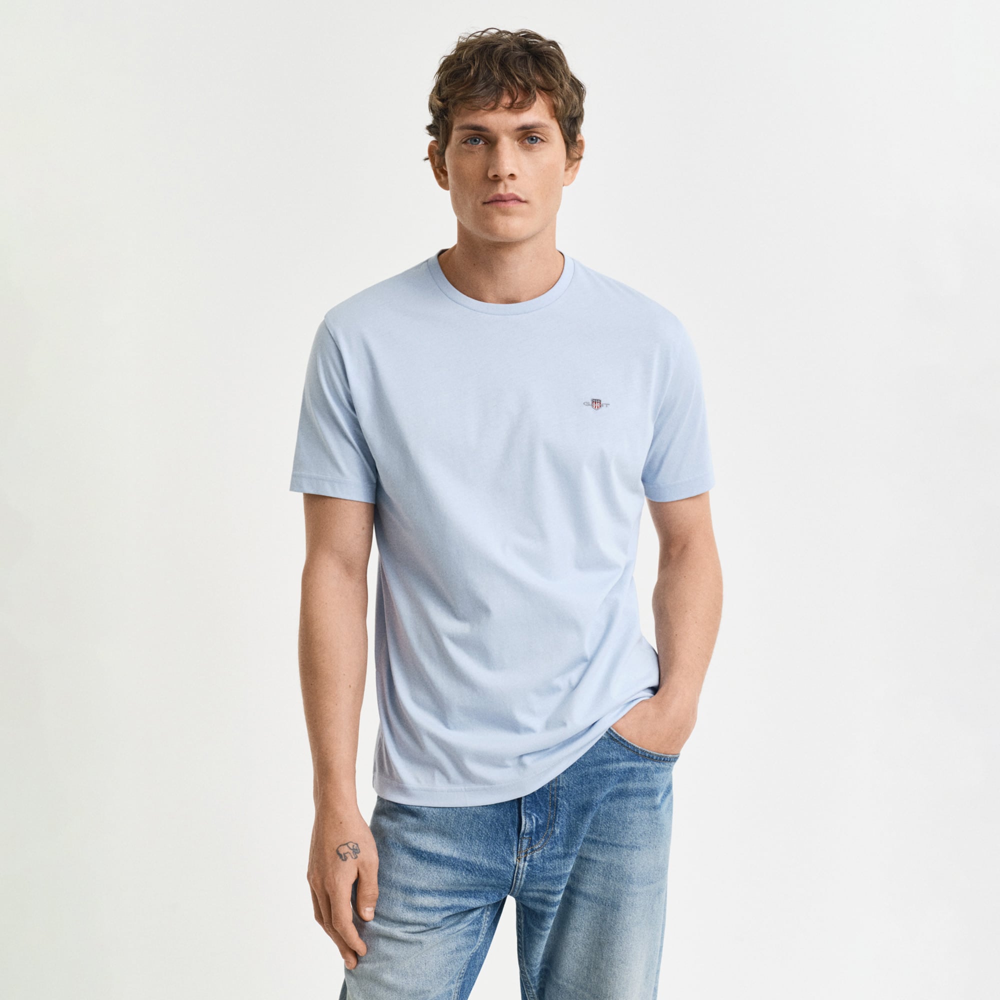 Gant Erkek Mavi Regular Fit Bisiklet Yaka T-shirt
