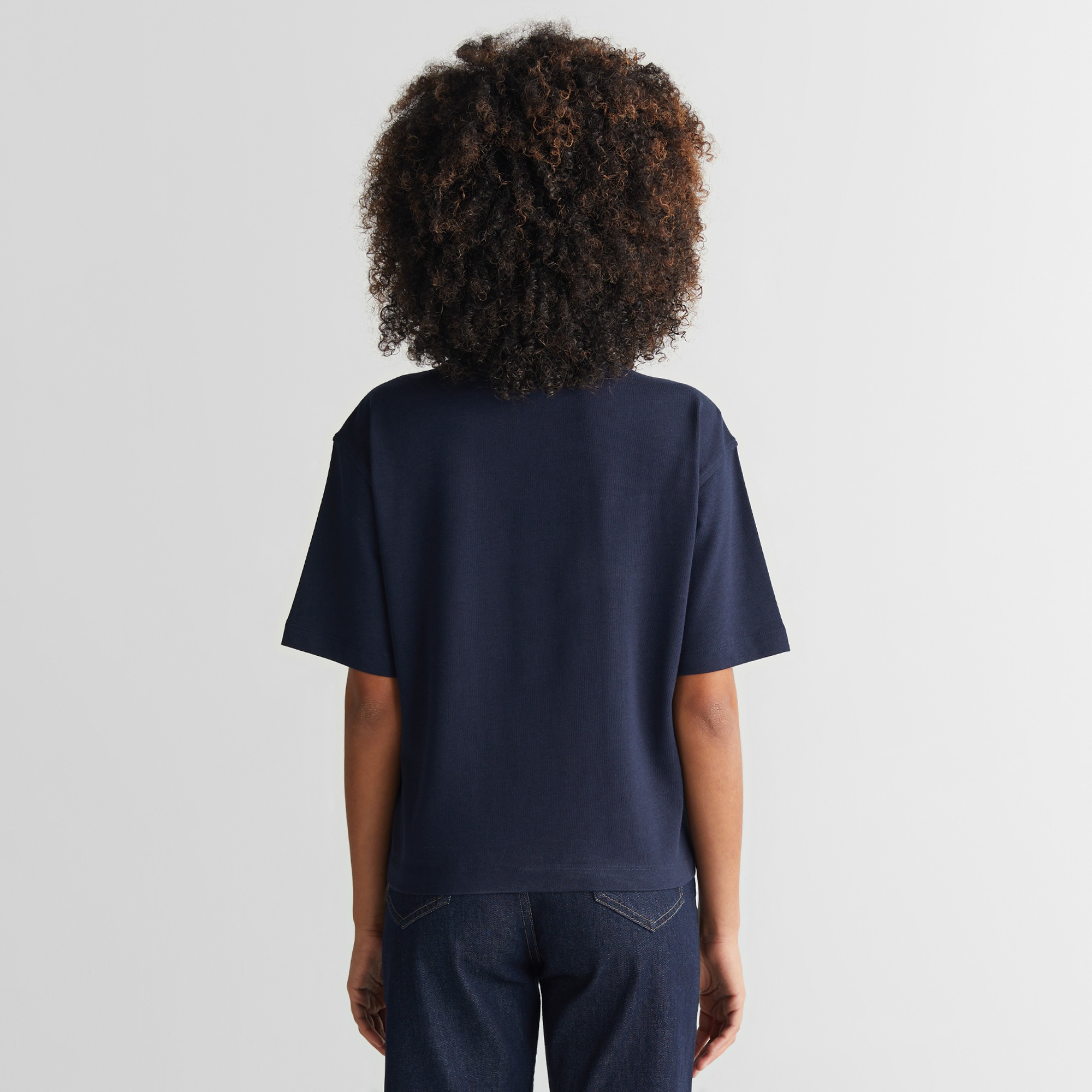 GANT Kadın Lacivert Bisiklet Yaka Logolu T-Shirt