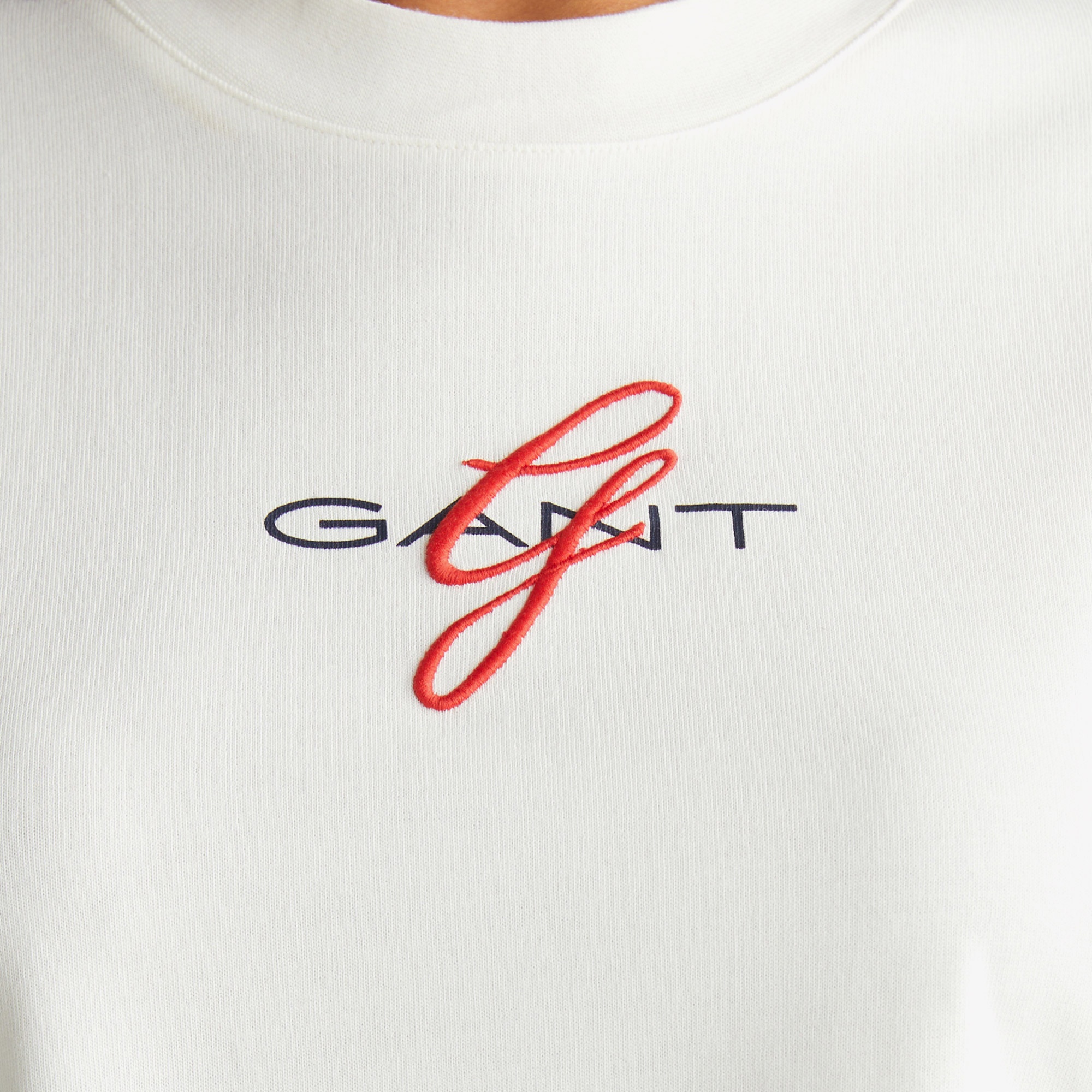 GANT Kadın Krem Bisiklet Yaka Logolu T-Shirt