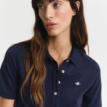  GANT Kadın Lacivert Regular Fit Polo Yaka Elbise