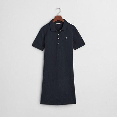  GANT Kadın Lacivert Regular Fit Polo Yaka Elbise