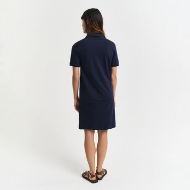  GANT Kadın Lacivert Regular Fit Polo Yaka Elbise