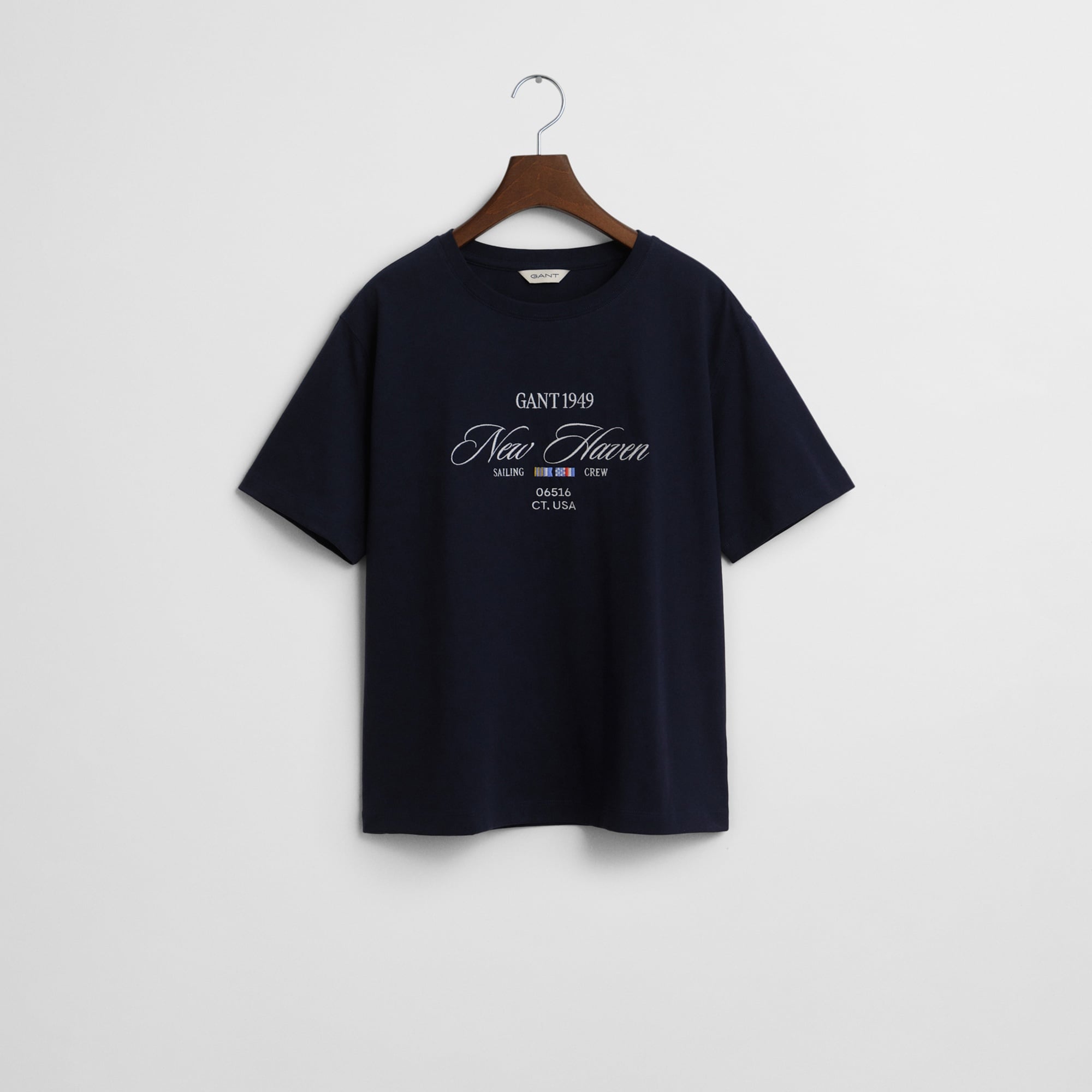 GANT Kadın Lacivert Relaxed Fit Bisiklet Yaka Logolu T-Shirt