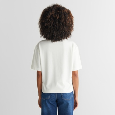  GANT Kadın Krem Bisiklet Yaka Logolu T-Shirt