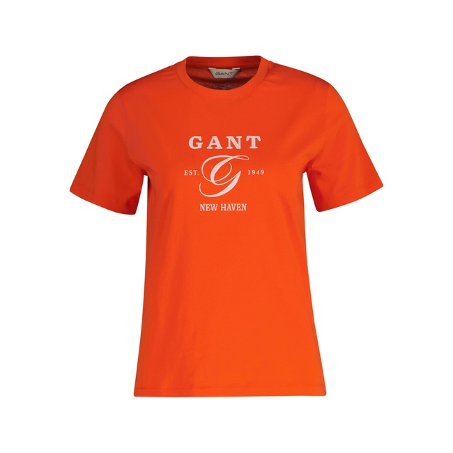  GANT Kadın Turuncu Regular Fit Bisiklet Yaka Logolu T-Shirt