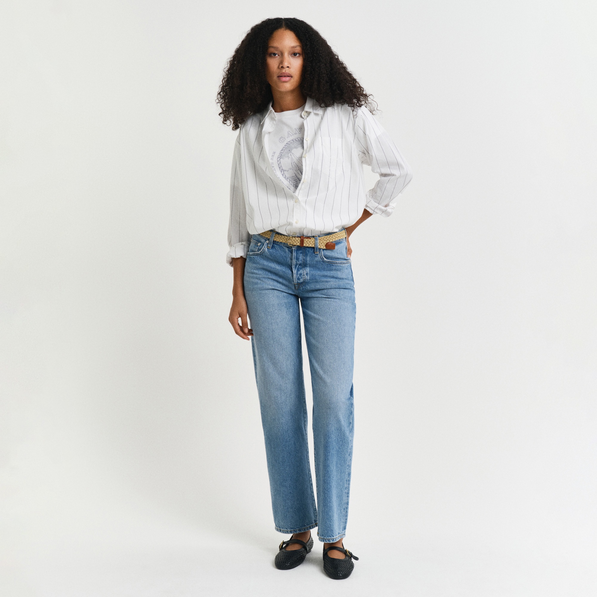 GANT Kadın Mavi Straight Fit Pantolon