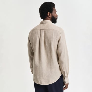  GANT Erkek Bej Regular Fit Düğmeli Yaka Keten Gömlek