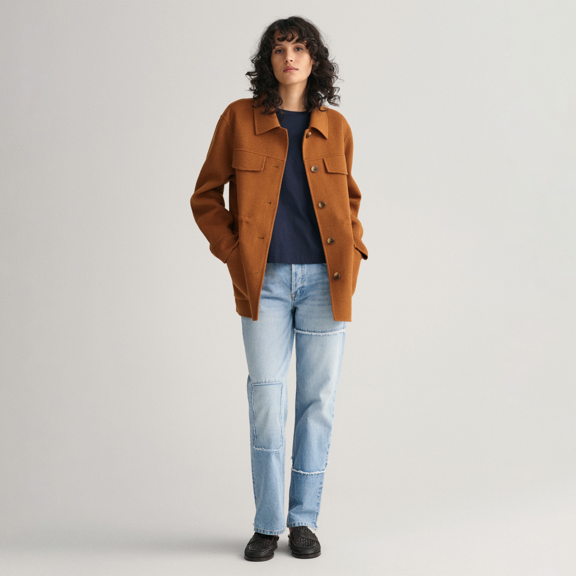 GANT Kadın Lacivert Regular Fit Bisiklet Yaka T-Shirt