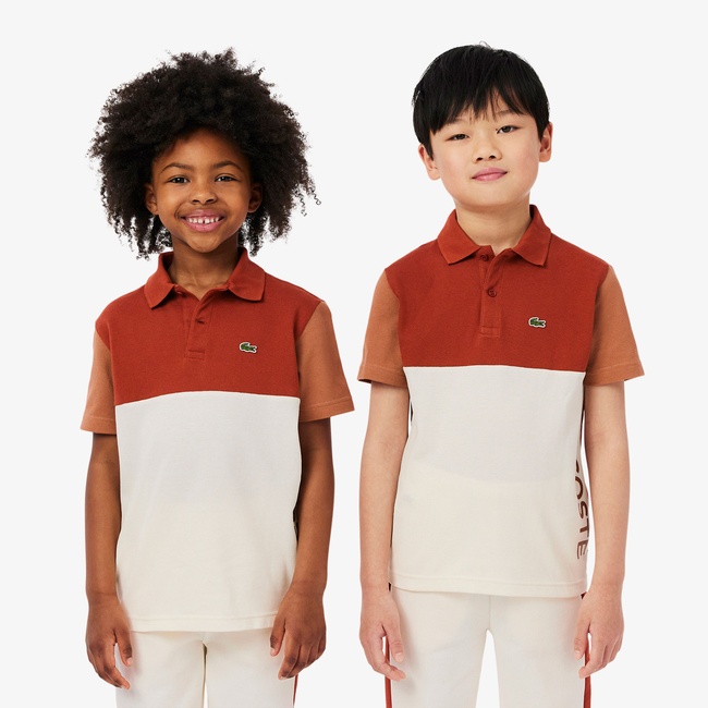  Lacoste Çocuk Renk Bloklu Bej Polo