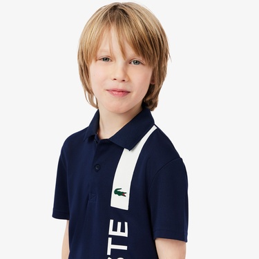  Lacoste Sport Çocuk Baskılı Lacivert Polo