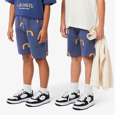  Lacoste Çocuk Desenli Lacivert Şort