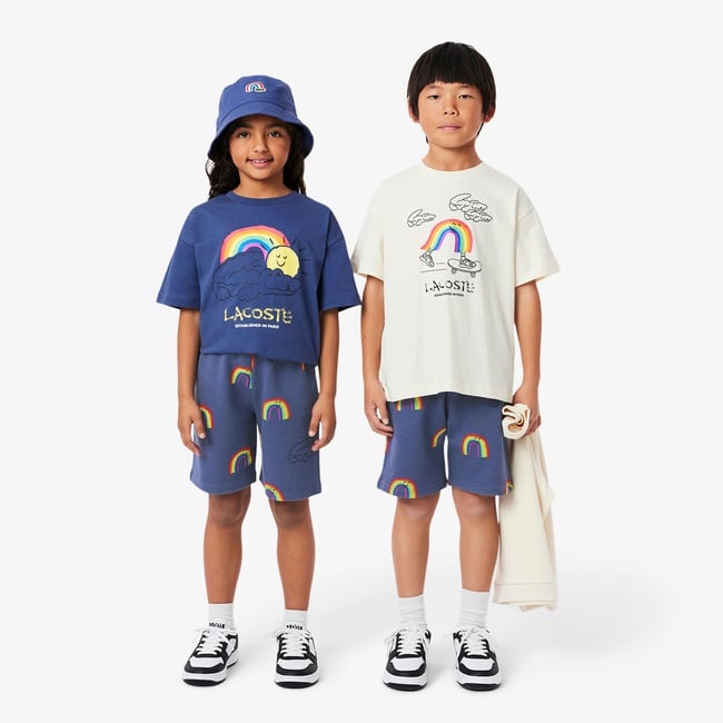  Lacoste Çocuk Desenli Lacivert Şort