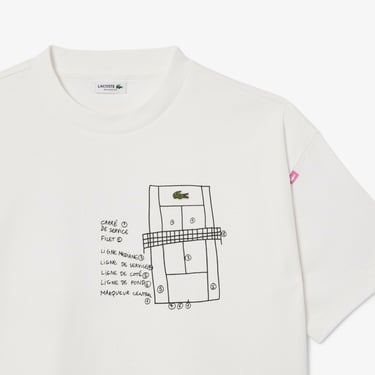  Lacoste Kız Çocuk Bisiklet Yaka Baskılı Beyaz T-Shirt