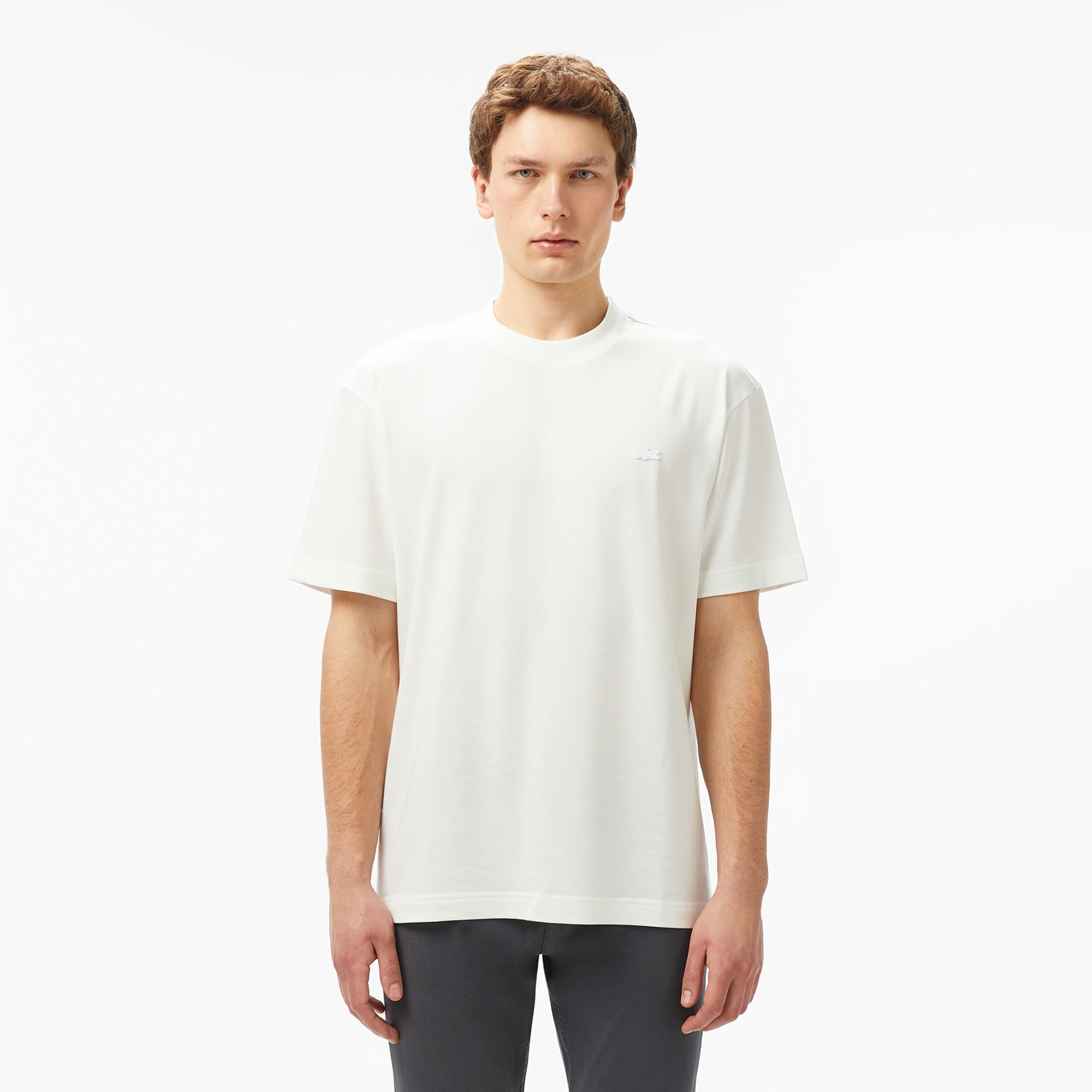 Lacoste Erkek Relaxed Fit Bisiklet Yaka Beyaz T-Shirt
