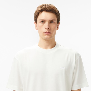  Lacoste Erkek Relaxed Fit Bisiklet Yaka Beyaz T-Shirt