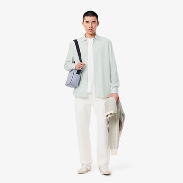  Lacoste Erkek Regular Fit Çizgili Açık Yeşil Gömlek