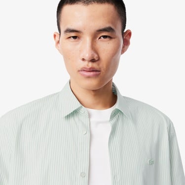  Lacoste Erkek Regular Fit Çizgili Açık Yeşil Gömlek