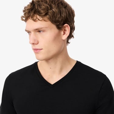  Lacoste Erkek Slim Fit Kısa Kollu V Yaka 3'lü Siyah Pijama Üstü