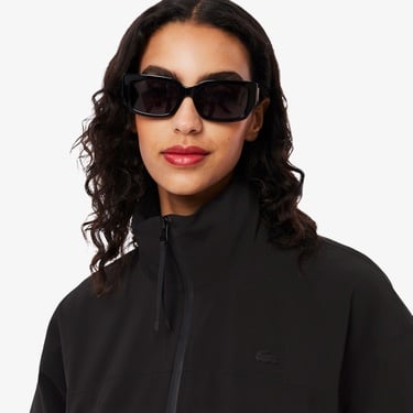  Kadın Oversize Fit Kapüşonlu Siyah Trençkot