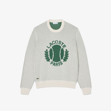  Erkek Classic Fit Bisiklet Yaka Desenli Krem Kazak