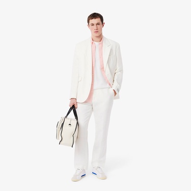  Lacoste Erkek Regular Fit Kısa Kollu Düğmeli Yaka Keten Açık Pembe Gömlek