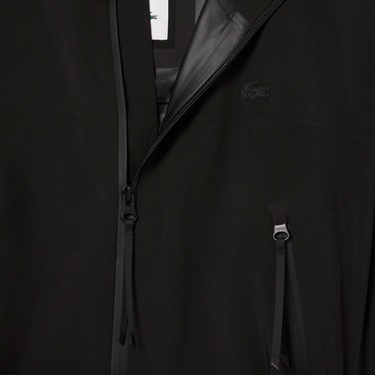  Kadın Oversize Fit Kapüşonlu Siyah Trençkot