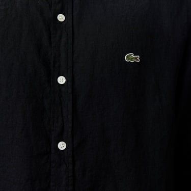  Lacoste Erkek Regular Fit Düğmeli Yaka Keten Siyah Gömlek