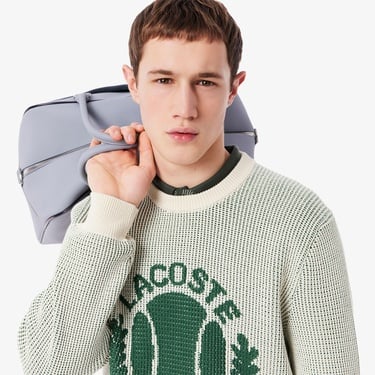  Erkek Classic Fit Bisiklet Yaka Desenli Krem Kazak