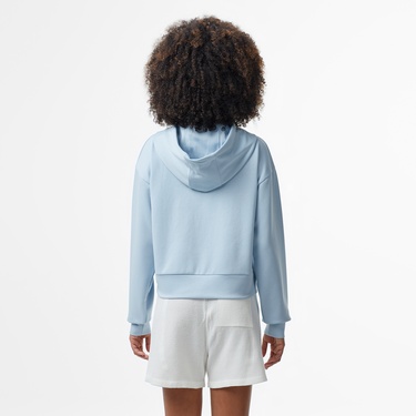  Kadın Relaxed Fit Kapüşonlu Baskılı Açık Mavi Sweatshirt