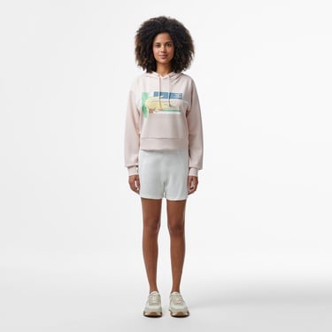  Lacoste Classic Kadın Kapüşonlu Baskılı Açık Pembe Sweatshirt