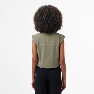  Lacoste Kadın Regular Fit Kolsuz Fermuarlı Haki Gömlek