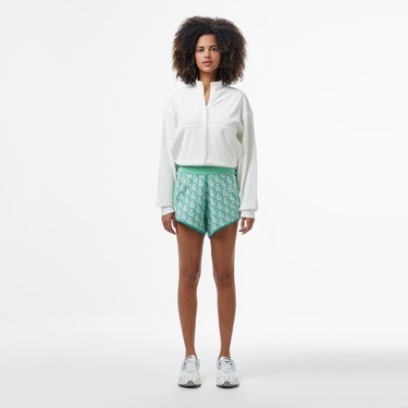  Kadın Relaxed Fit Monogram Açık Yeşil Şort
