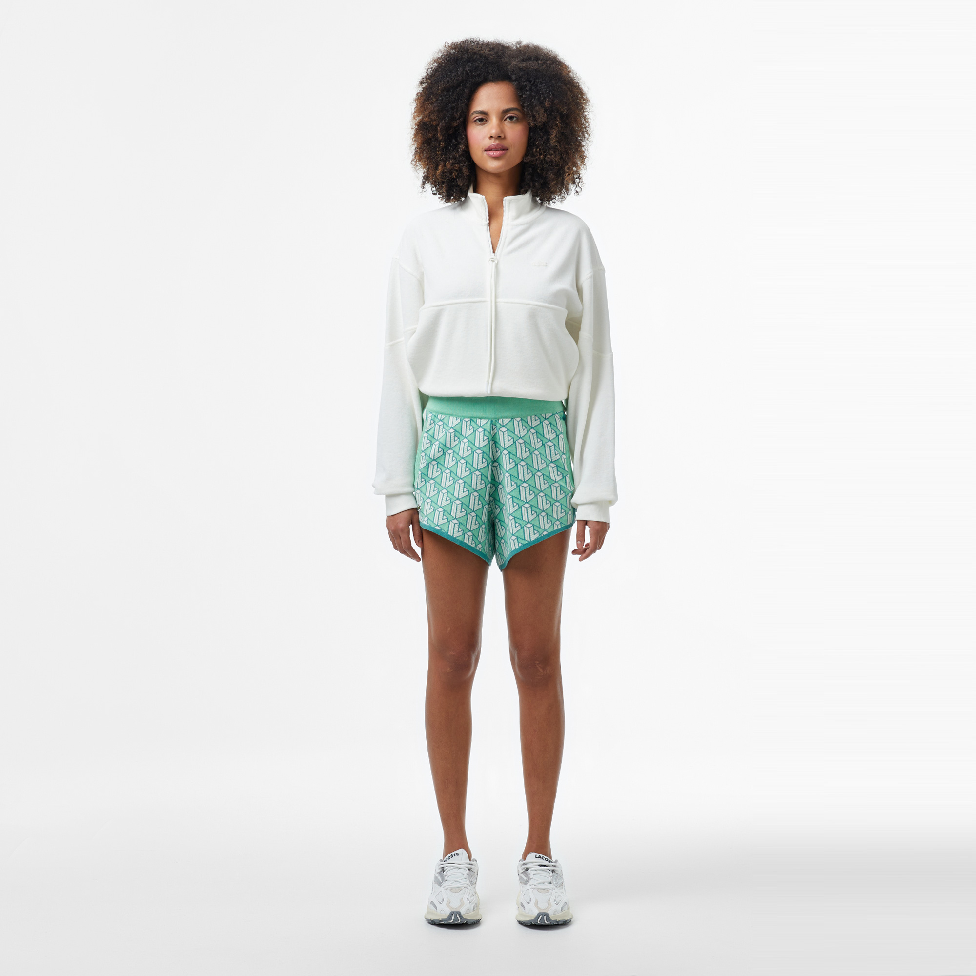  Kadın Relaxed Fit Monogram Açık Yeşil Şort