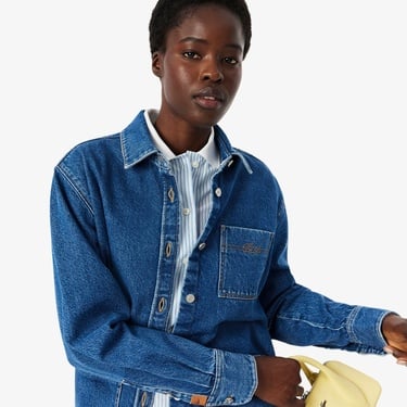  Lacoste Kadın Relaxed Fit Denim Lacivert Ceket