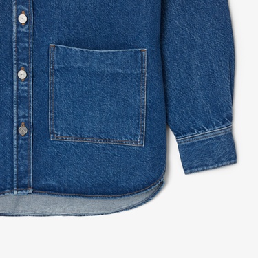  Lacoste Kadın Relaxed Fit Denim Lacivert Ceket