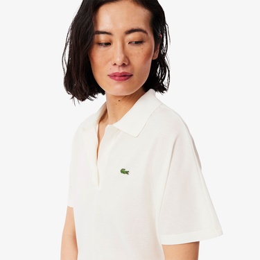  Lacoste Kadın Relaxed Fit Krem Polo