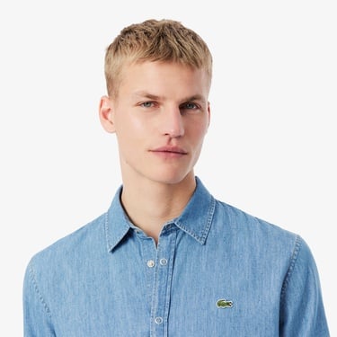  Erkek Regular Fit Denim Mavi Gömlek