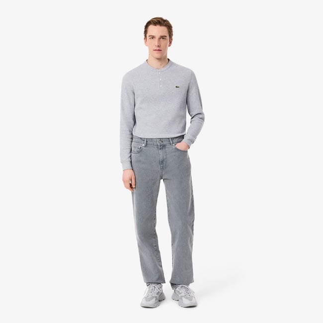  Lacoste Erkek Straight Fit Gri Jean Pantolon