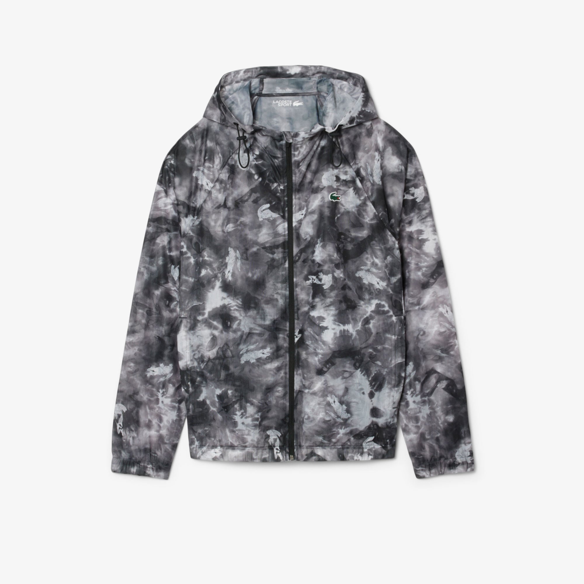 Lacoste Erkek Kapüşonlu Baskılı Siyah Ceket