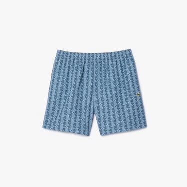  Lacoste Mid Monogram Print Swim Erkek Mavi Mayo