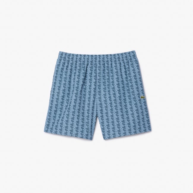  Lacoste Mid Monogram Print Swim Erkek Mavi Mayo