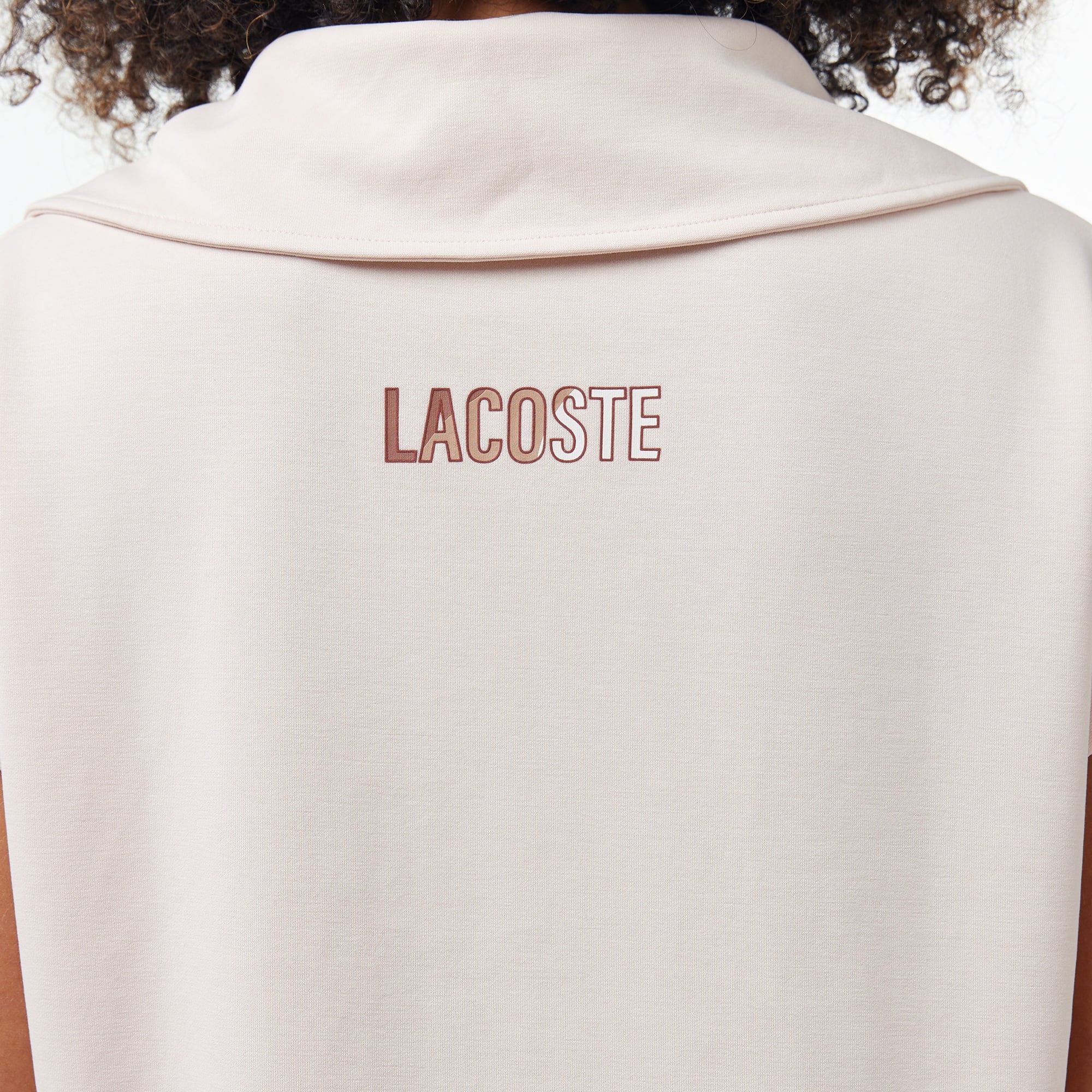 Lacoste Kadın Kısa Kollu Yarım Fermuarlı Açık Pembe Sweatshirt