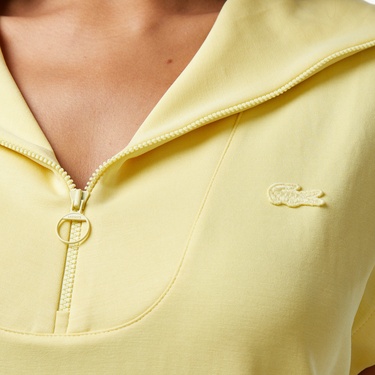  Lacoste Classic Kadın Kolsuz Yarım Fermuarlı Sarı Sweatshirt