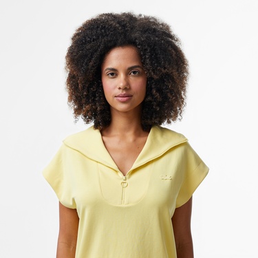  Lacoste Classic Kadın Kolsuz Yarım Fermuarlı Sarı Sweatshirt