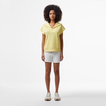  Lacoste Classic Kadın Kolsuz Yarım Fermuarlı Sarı Sweatshirt
