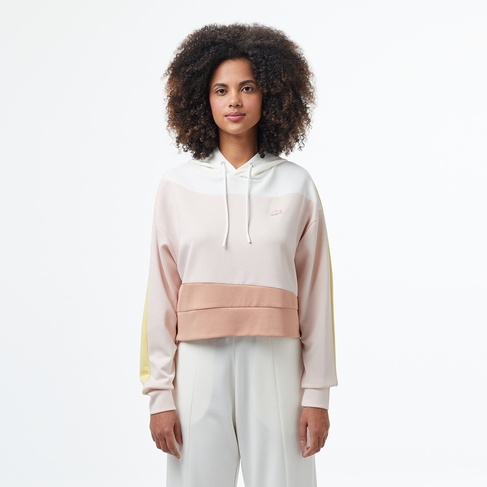  Lacoste Classic Kadın Kapüşonlu Renk Bloklu Açık Pembe Sweatshirt