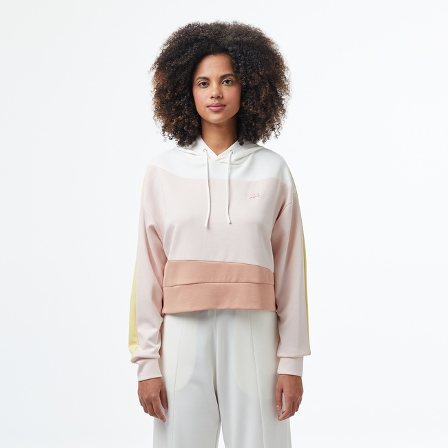  Lacoste Classic Kadın Kapüşonlu Renk Bloklu Açık Pembe Sweatshirt