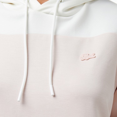  Lacoste Classic Kadın Kapüşonlu Renk Bloklu Açık Pembe Sweatshirt