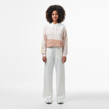  Lacoste Classic Kadın Kapüşonlu Renk Bloklu Açık Pembe Sweatshirt