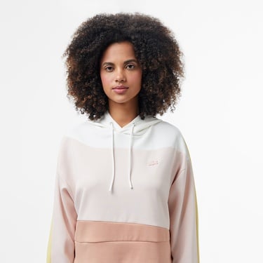  Lacoste Classic Kadın Kapüşonlu Renk Bloklu Açık Pembe Sweatshirt